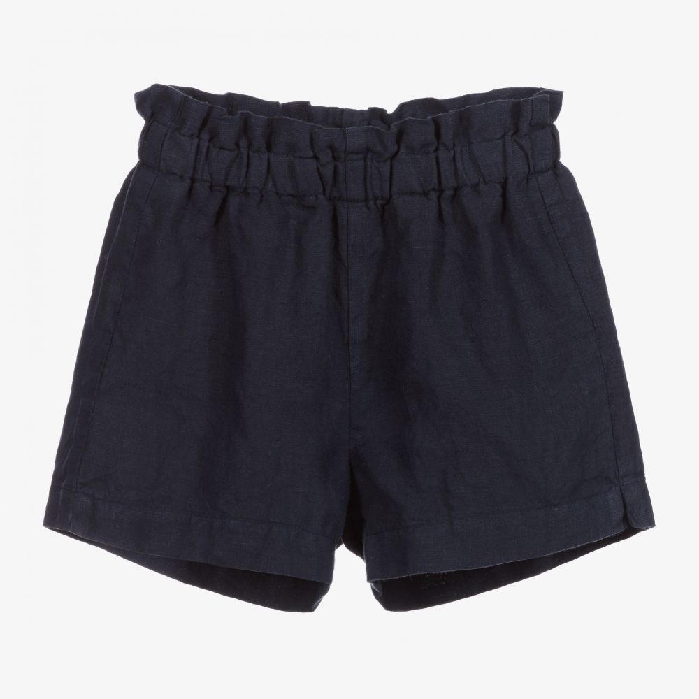 Il Gufo - Girls Navy Blue Linen Shorts | Childrensalon