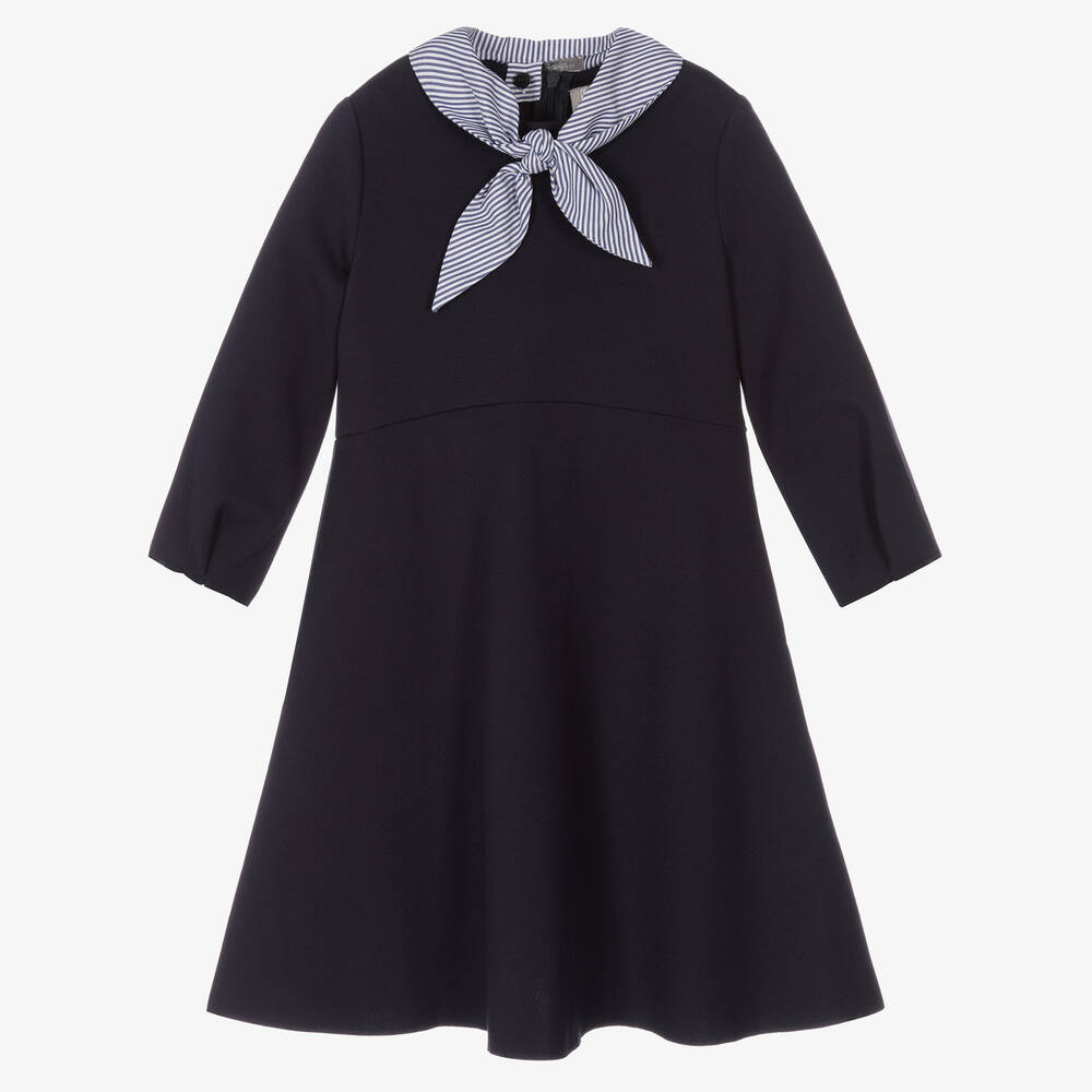 Il Gufo - Girls Navy Blue Milano Jersey Dress | Childrensalon