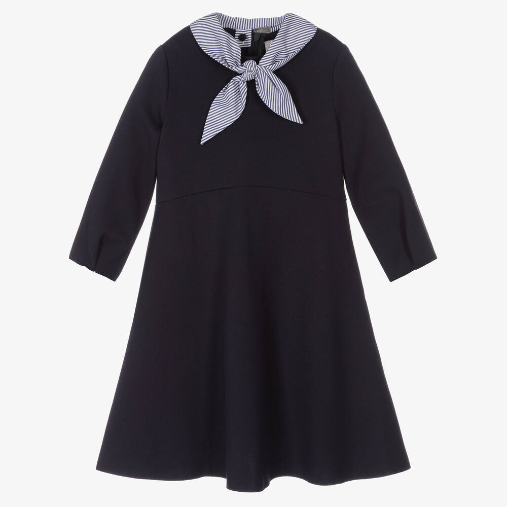 Il Gufo-Girls Navy Blue Milano Jersey Dress | Childrensalon Outlet