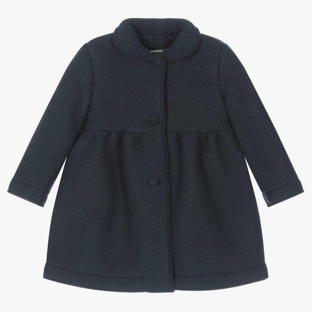 Il Gufo - Manteau bleu marine plissé fille | Childrensalon