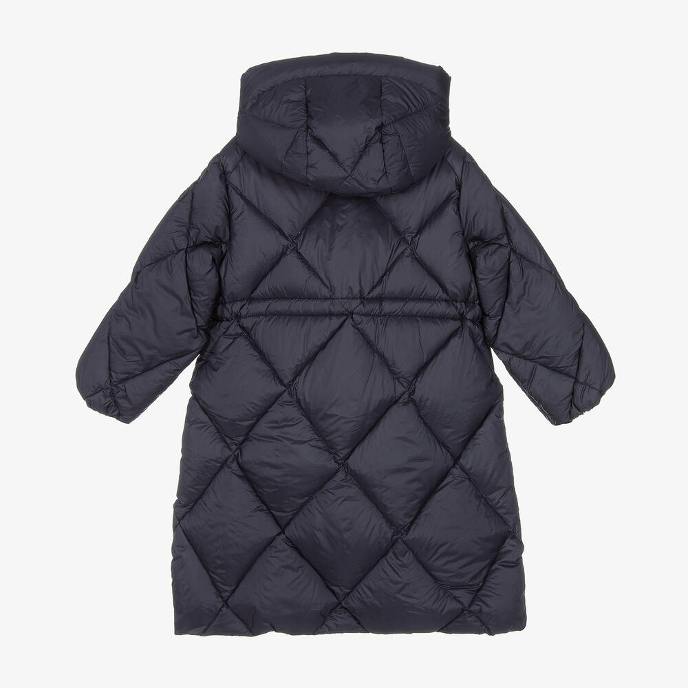Il Gufo-Girls Navy Blue Quilted Down Coat | Childrensalon Outlet
