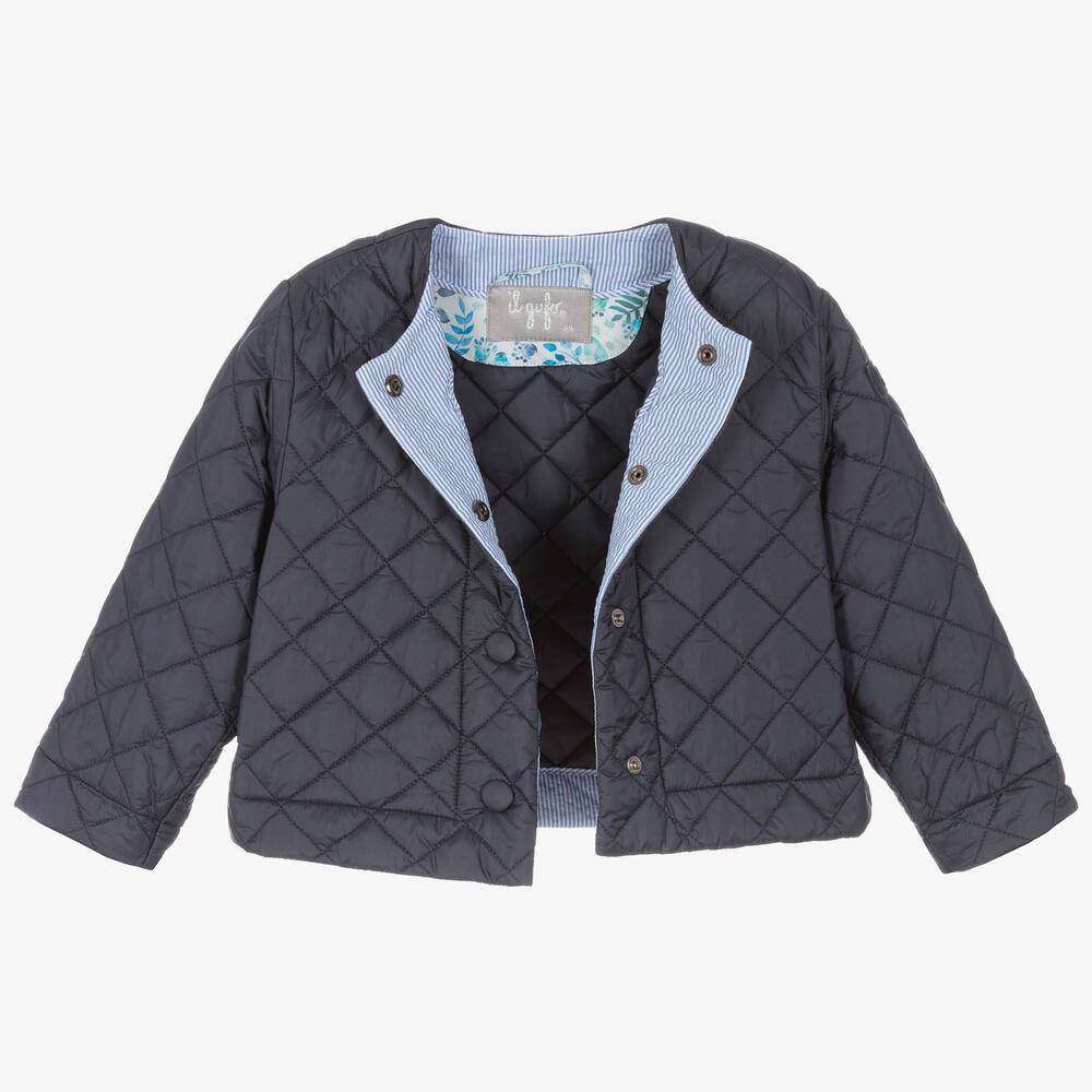 Il Gufo Girls Navy Blue Quilted Jacket Childrensalon Outlet