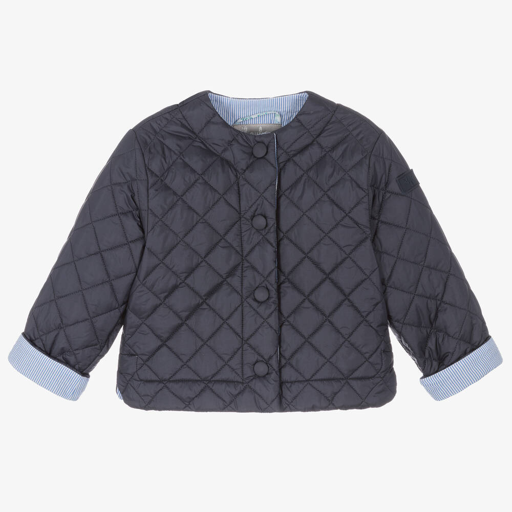 Il Gufo Girls Navy Blue Quilted Jacket Childrensalon Outlet