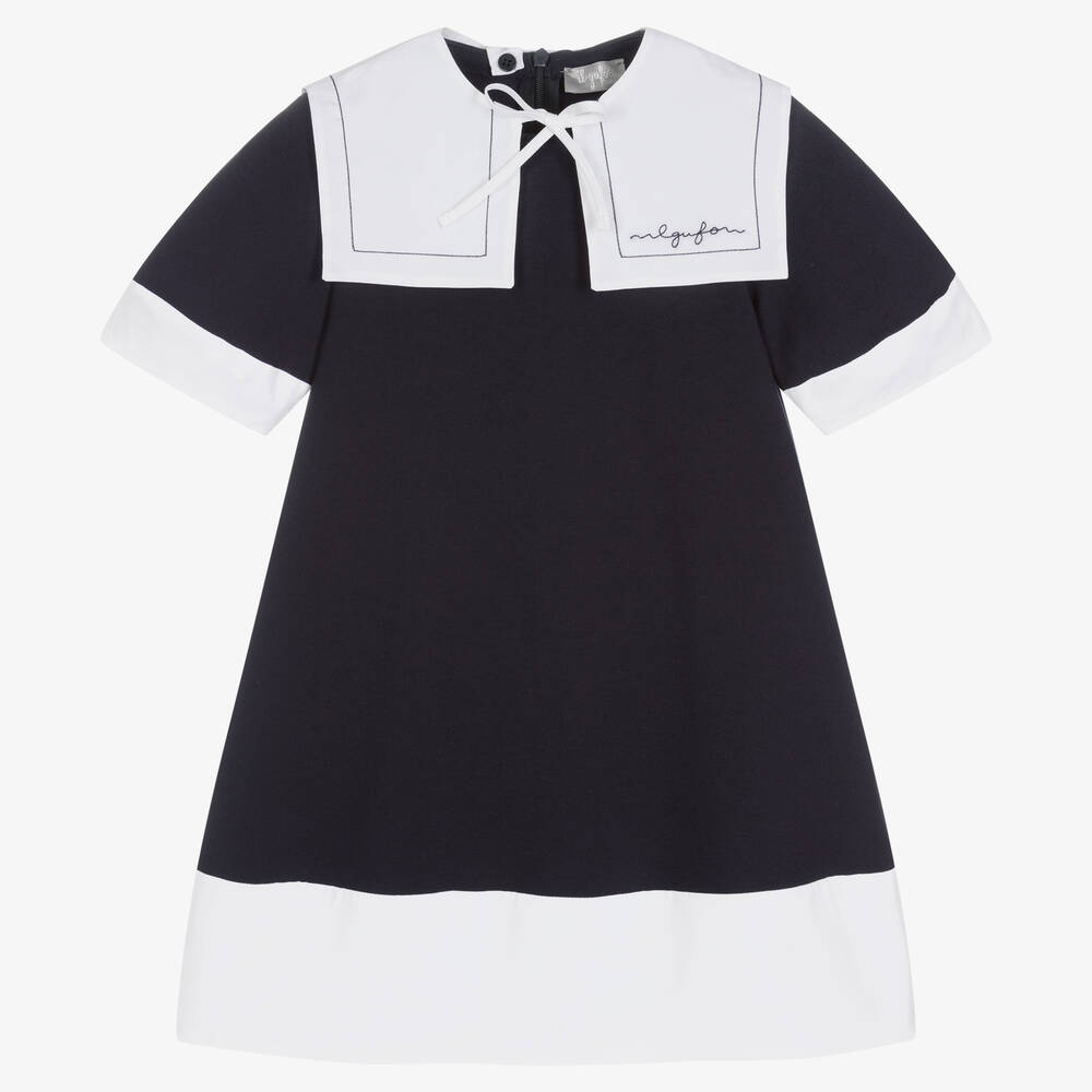 Il Gufo-Girls Navy Blue Sailor Dress | Childrensalon Outlet