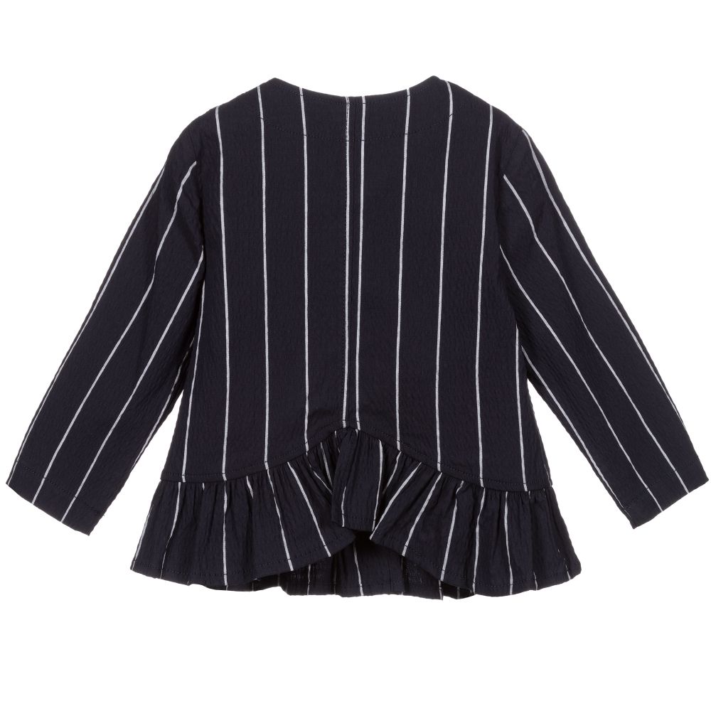 إيل غوفو-جاكيت مزيج قطن مقلم لون كحلي للبنات | Childrensalon Outlet