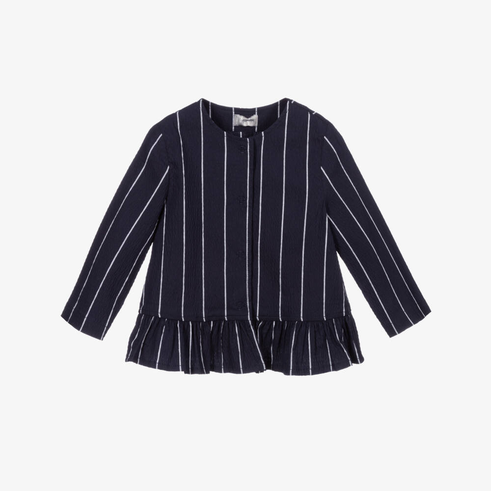 Il Gufo-جاكيت مزيج قطن مقلم لون كحلي للبنات | Childrensalon Outlet