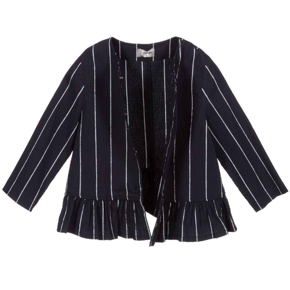 إيل غوفو-جاكيت مزيج قطن مقلم لون كحلي للبنات | Childrensalon Outlet