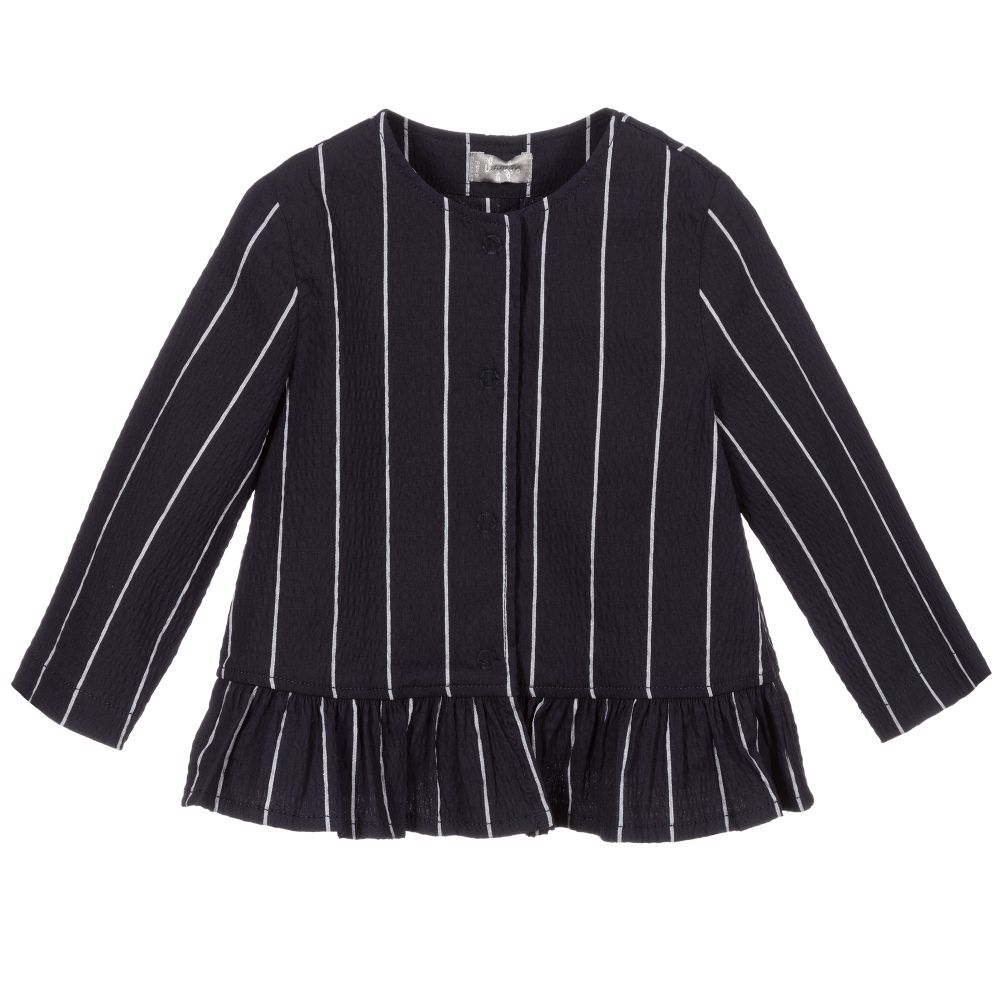 Il Gufo - Girls Navy Blue Striped Jacket | Childrensalon