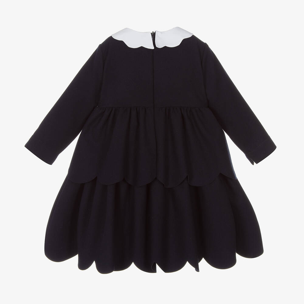 Il Gufo-Синее многоярусное платье с фестонами | Childrensalon Outlet