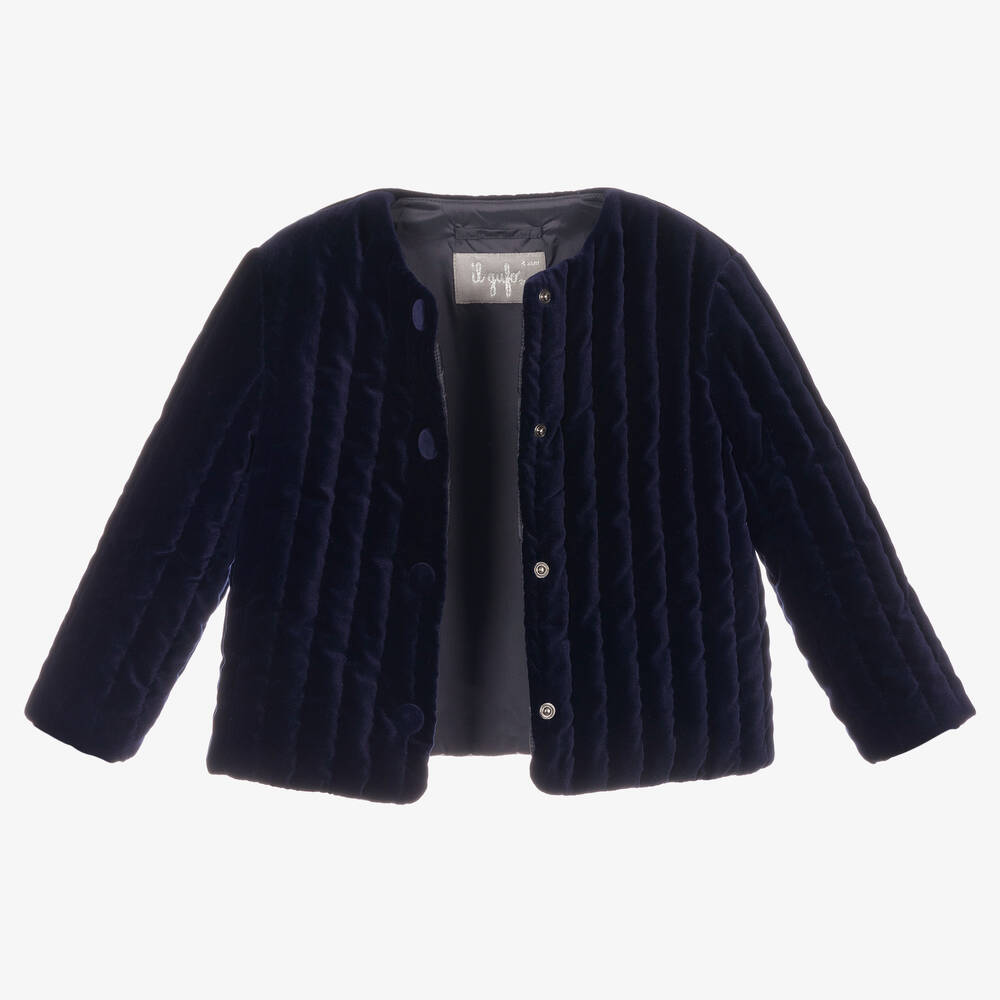Il Gufo Girls Navy Blue Velvet Jacket