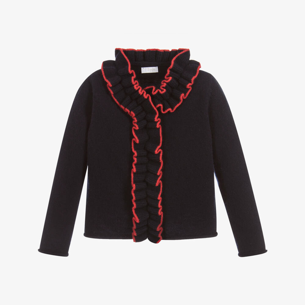 Il Gufo-Girls Navy Blue Wool Cardigan | Childrensalon Outlet