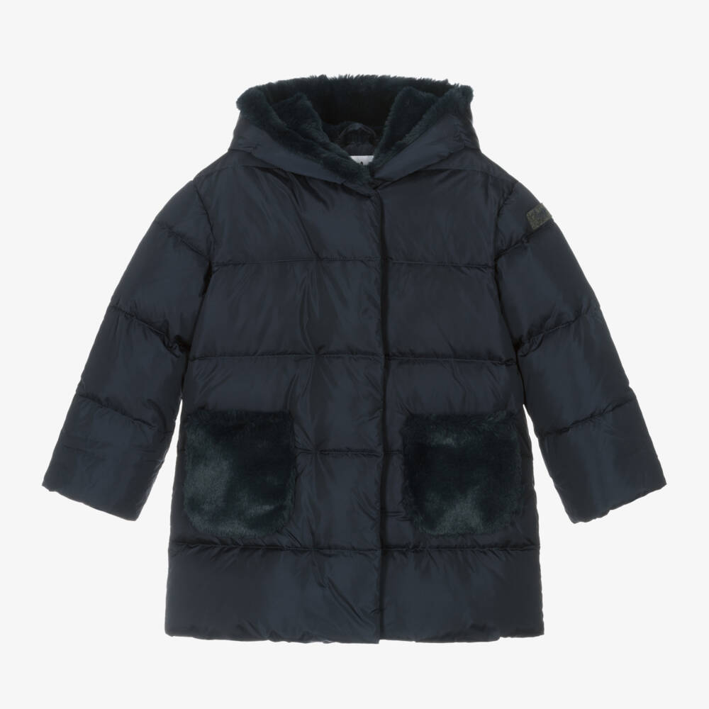 Il Gufo-Girls Navy Down Puffer Jacket | Childrensalon Outlet