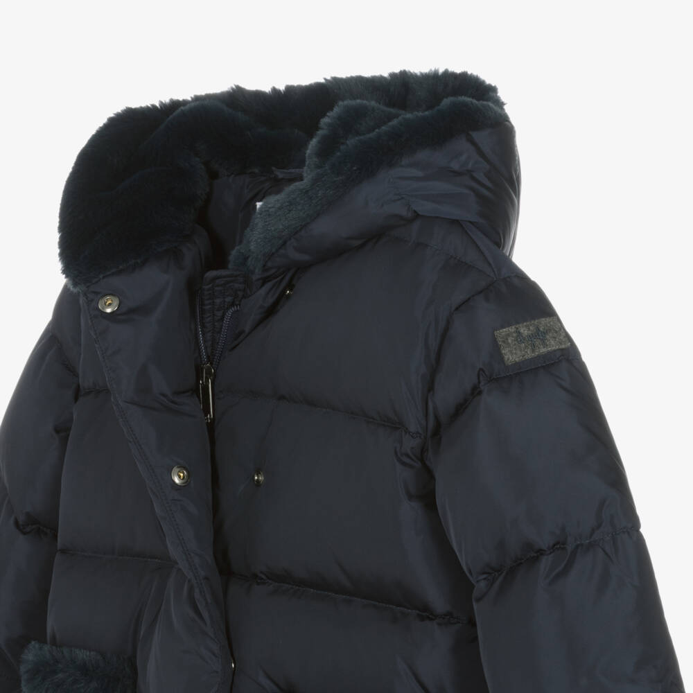 Il Gufo-Girls Navy Down Puffer Jacket | Childrensalon Outlet