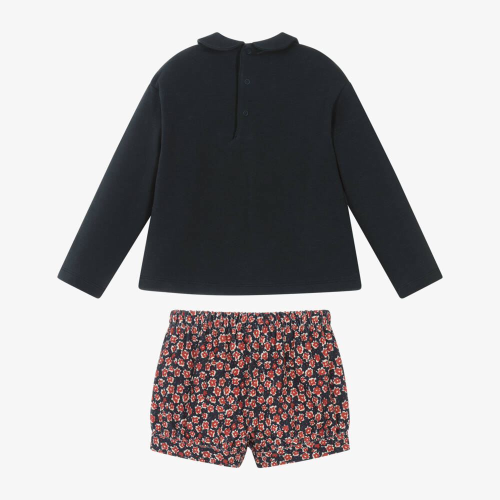 Il Gufo-Girls Navy Floral Outfit Set | Childrensalon Outlet