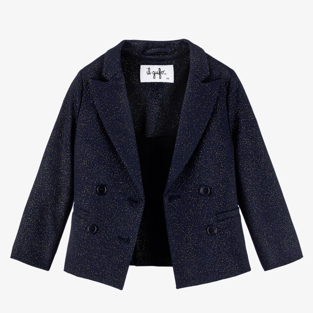 Il Gufo-Girls Navy Shimmer Blazer | Childrensalon Outlet