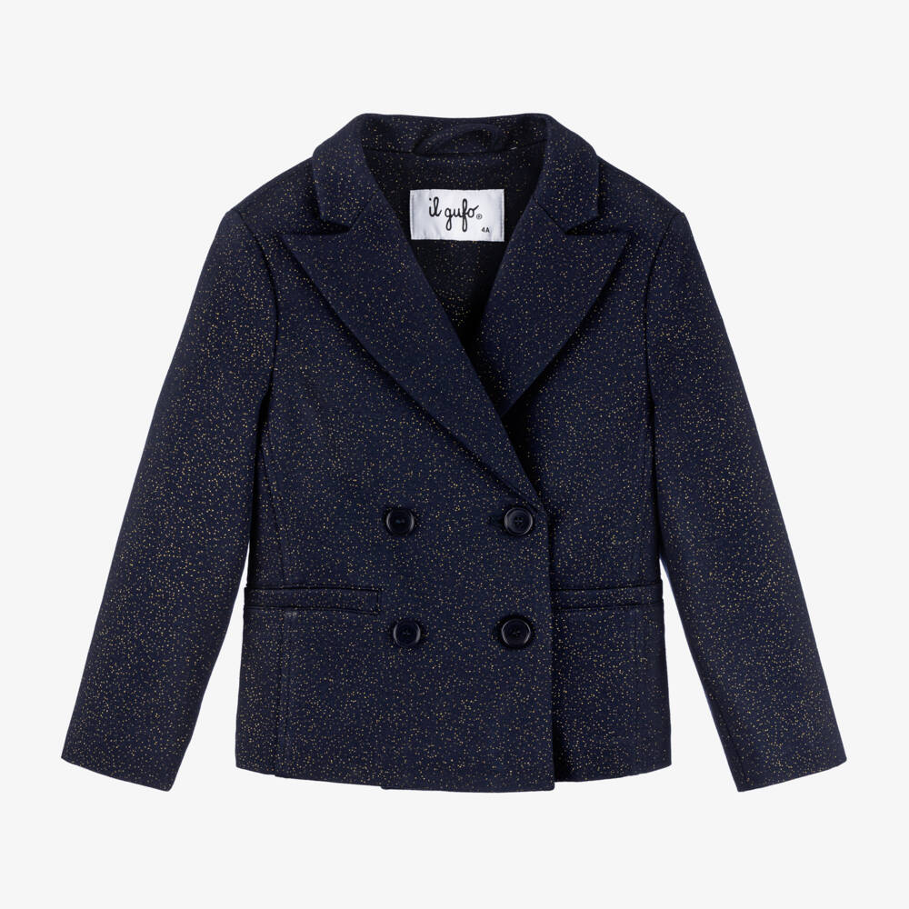 Il Gufo-Girls Navy Shimmer Blazer | Childrensalon Outlet
