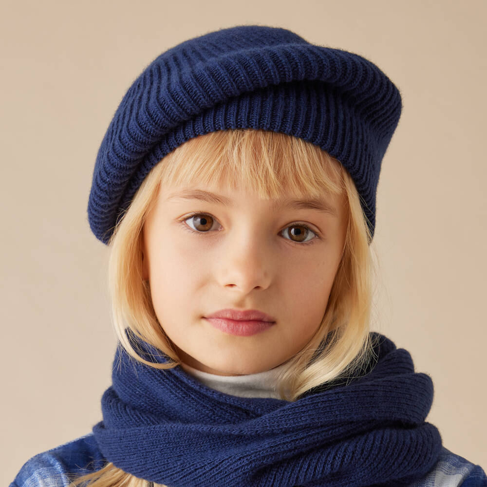Il Gufo-Girls Navy Wool Beret | Childrensalon Outlet