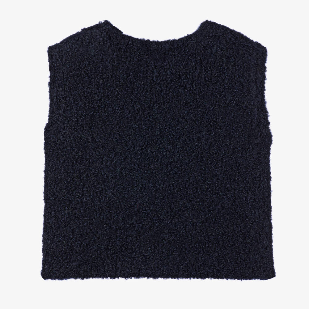 Il Gufo-Girls Navy Wool Sleeveless Vest | Childrensalon Outlet