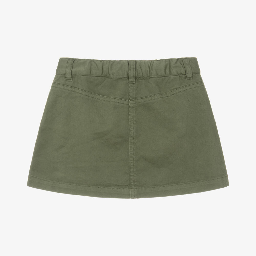 Il Gufo-Girls Olive Cotton Adventure Skirt | Childrensalon Outlet