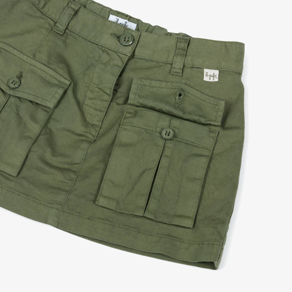 Il Gufo-Girls Olive Cotton Adventure Skirt | Childrensalon Outlet