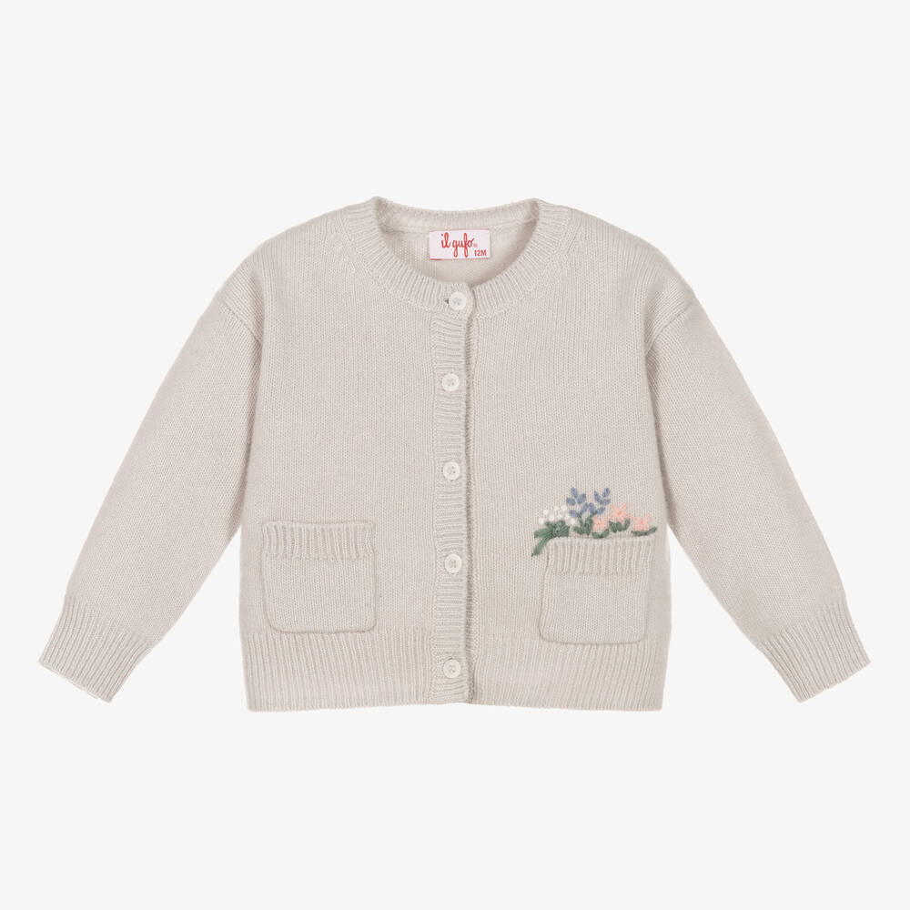 Il Gufo - Cardigan gris clair en laine Fille | Childrensalon