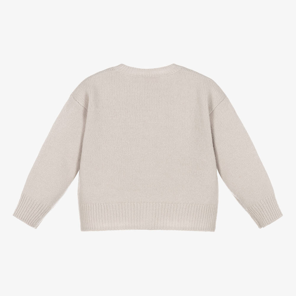 Il Gufo-Girls Pale Grey Merino Wool Cardigan | Childrensalon Outlet