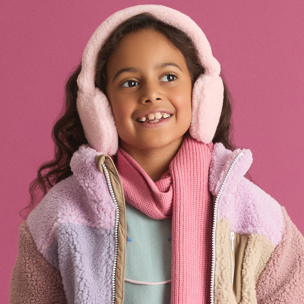 Il Gufo-Girls Pale Pink Sherpa Fleece Earmuffs | Childrensalon Outlet