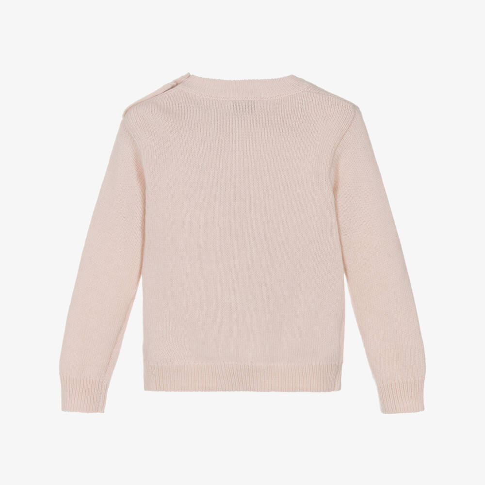 Il Gufo-Girls Pale Pink Wool Cat Sweater | Childrensalon Outlet