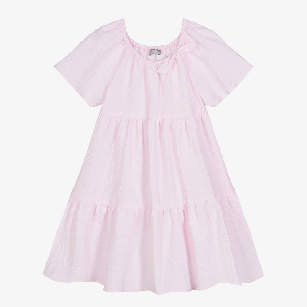 Il Gufo - Розовое хлопковое платье в тонкую полоску | Childrensalon