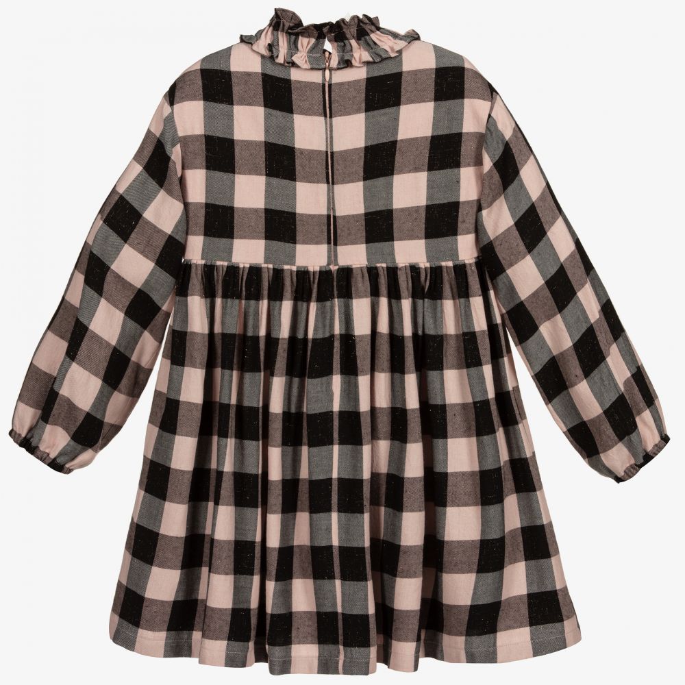 Il Gufo-Girls Pink & Black Check Dress | Childrensalon Outlet