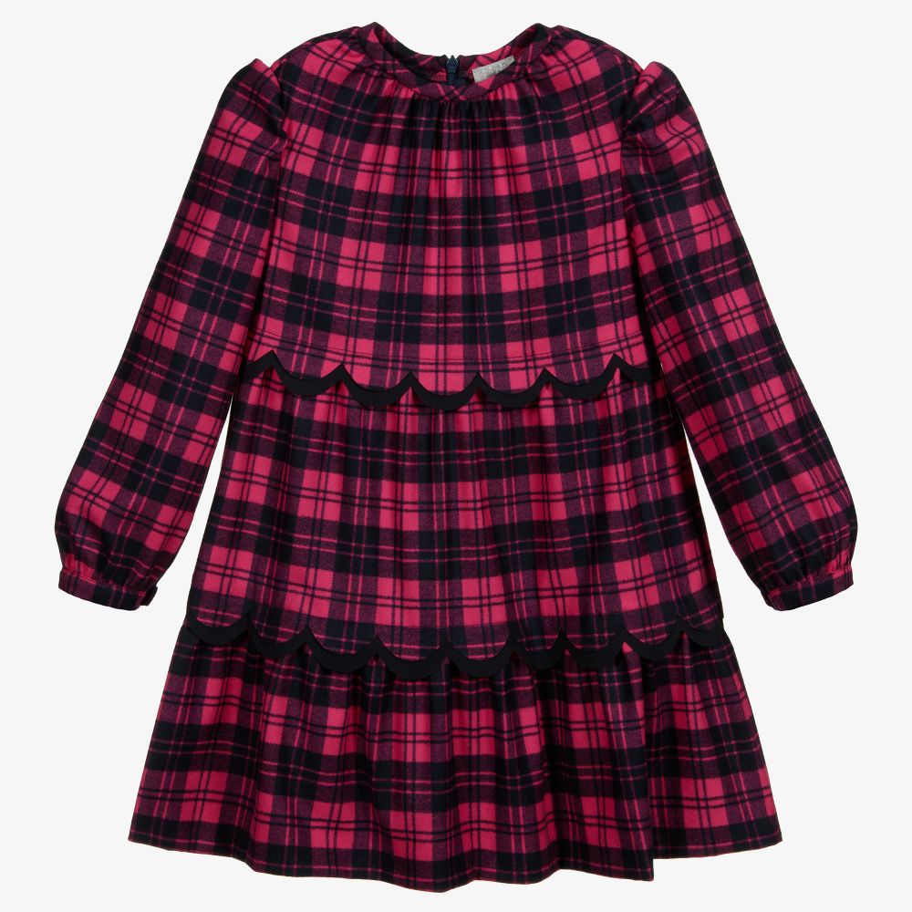 Il Gufo - Girls Pink & Blue Check Dress | Childrensalon