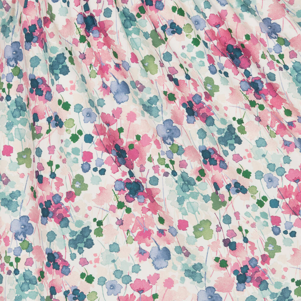 Il Gufo-Розово-голубое хлопковое платье в цветочек | Childrensalon Outlet