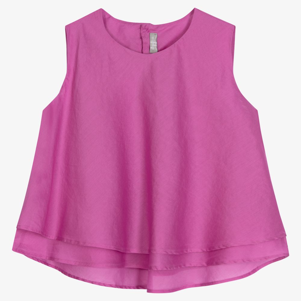 Il Gufo - Girls Pink Cotton Blouse | Childrensalon