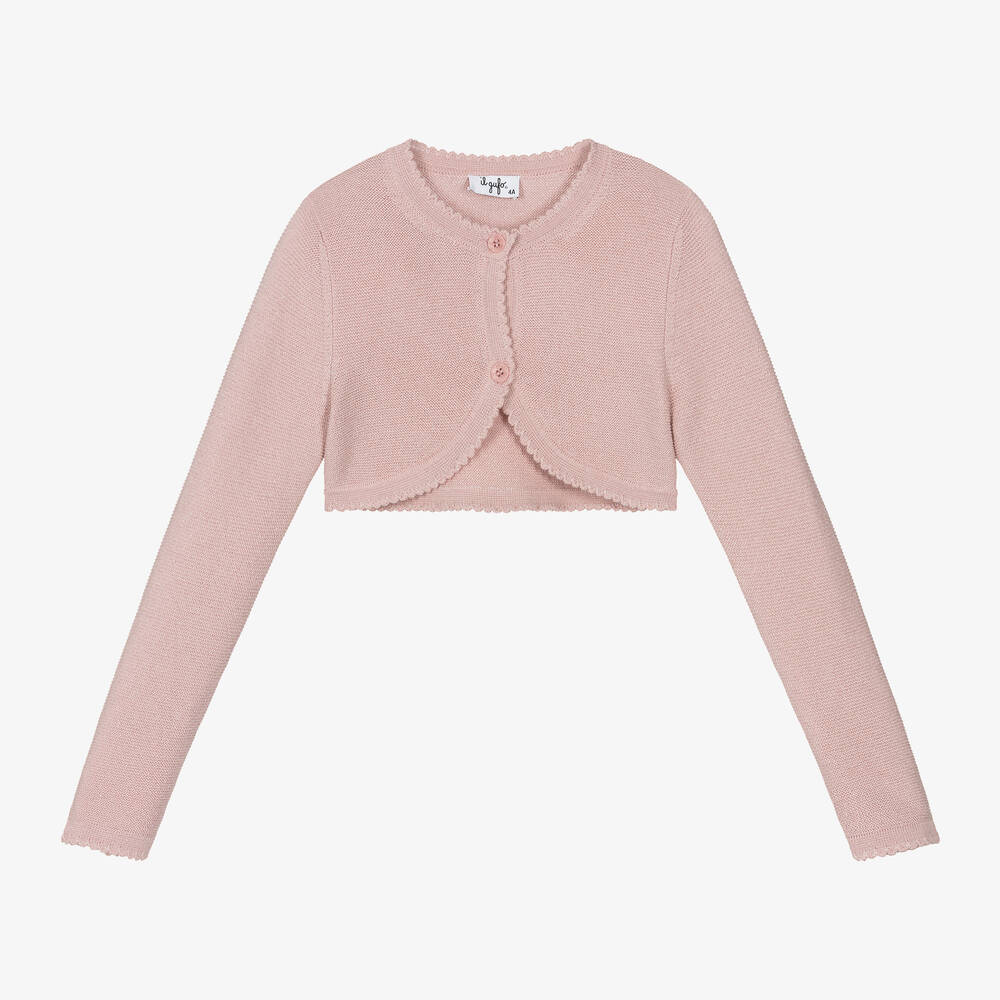 Il Gufo-Girls Pink Cotton Bolero Cardigan | Childrensalon Outlet