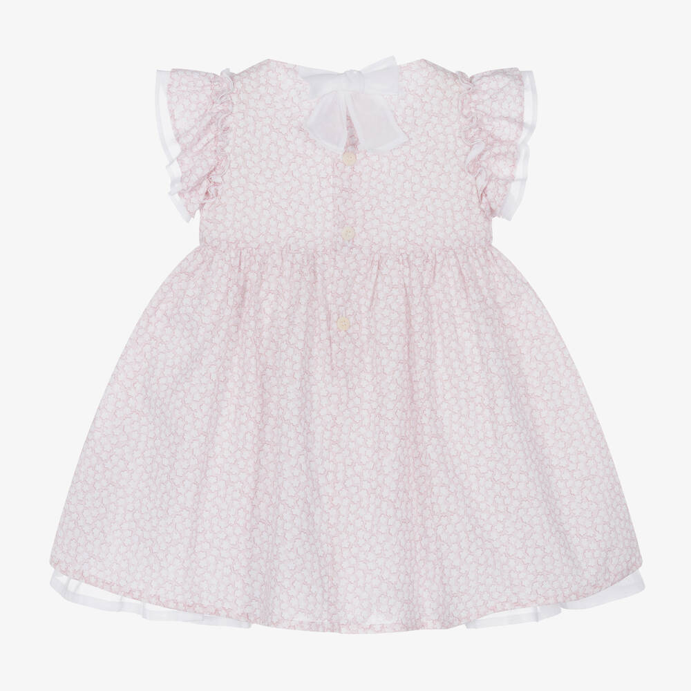 Il Gufo-Girls Pink Cotton Floral Dress | Childrensalon Outlet