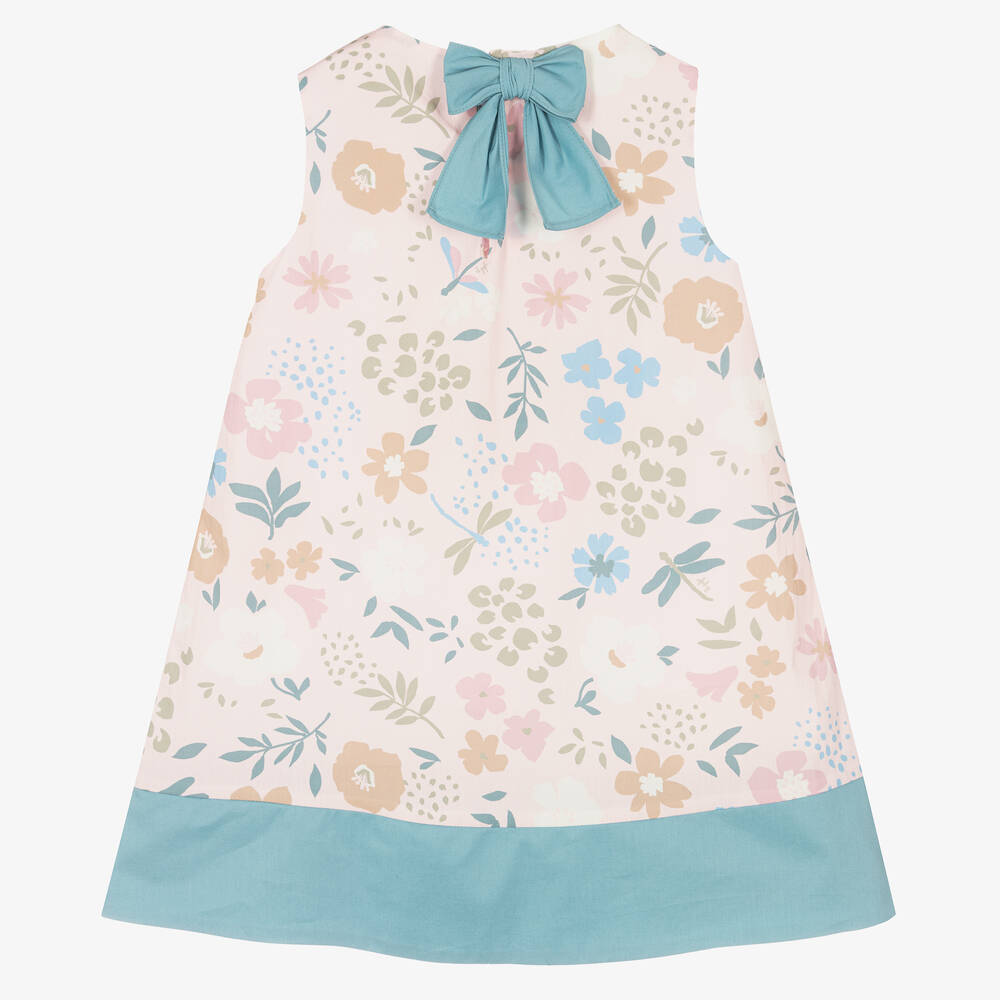 Il Gufo-Girls Pink Cotton Floral Dress | Childrensalon Outlet
