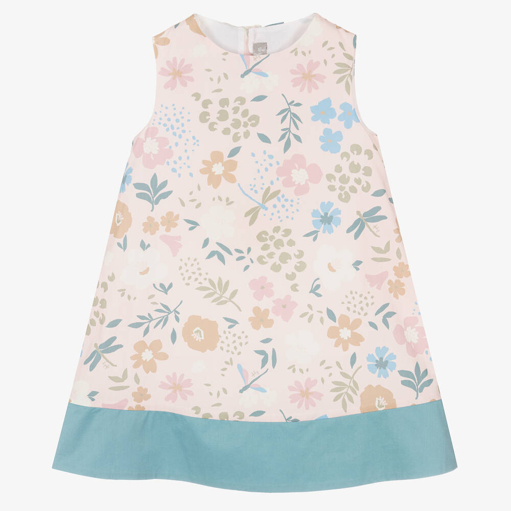Il Gufo-Girls Pink Cotton Floral Dress | Childrensalon Outlet