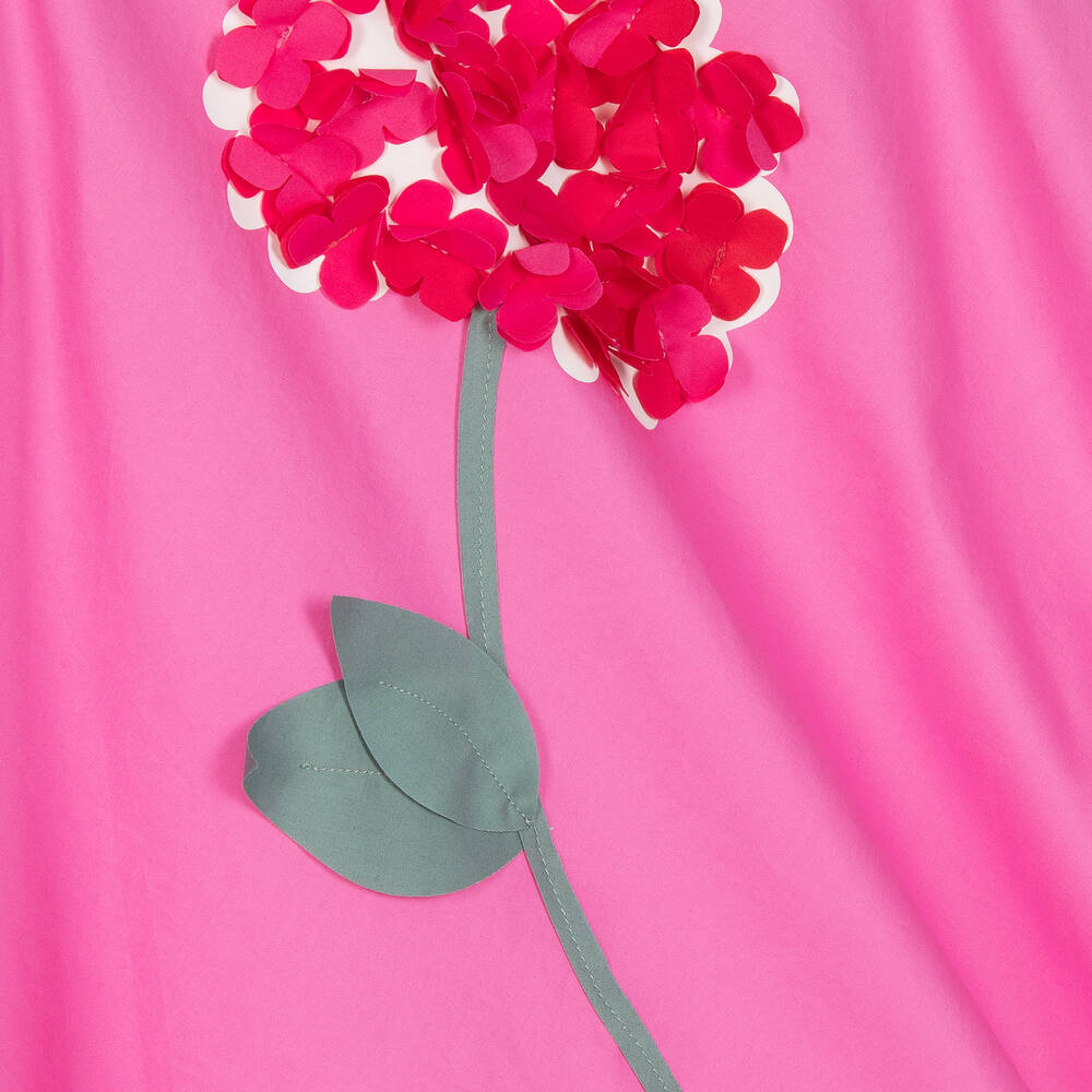 Il Gufo-Girls Pink Cotton Flower Dress | Childrensalon Outlet