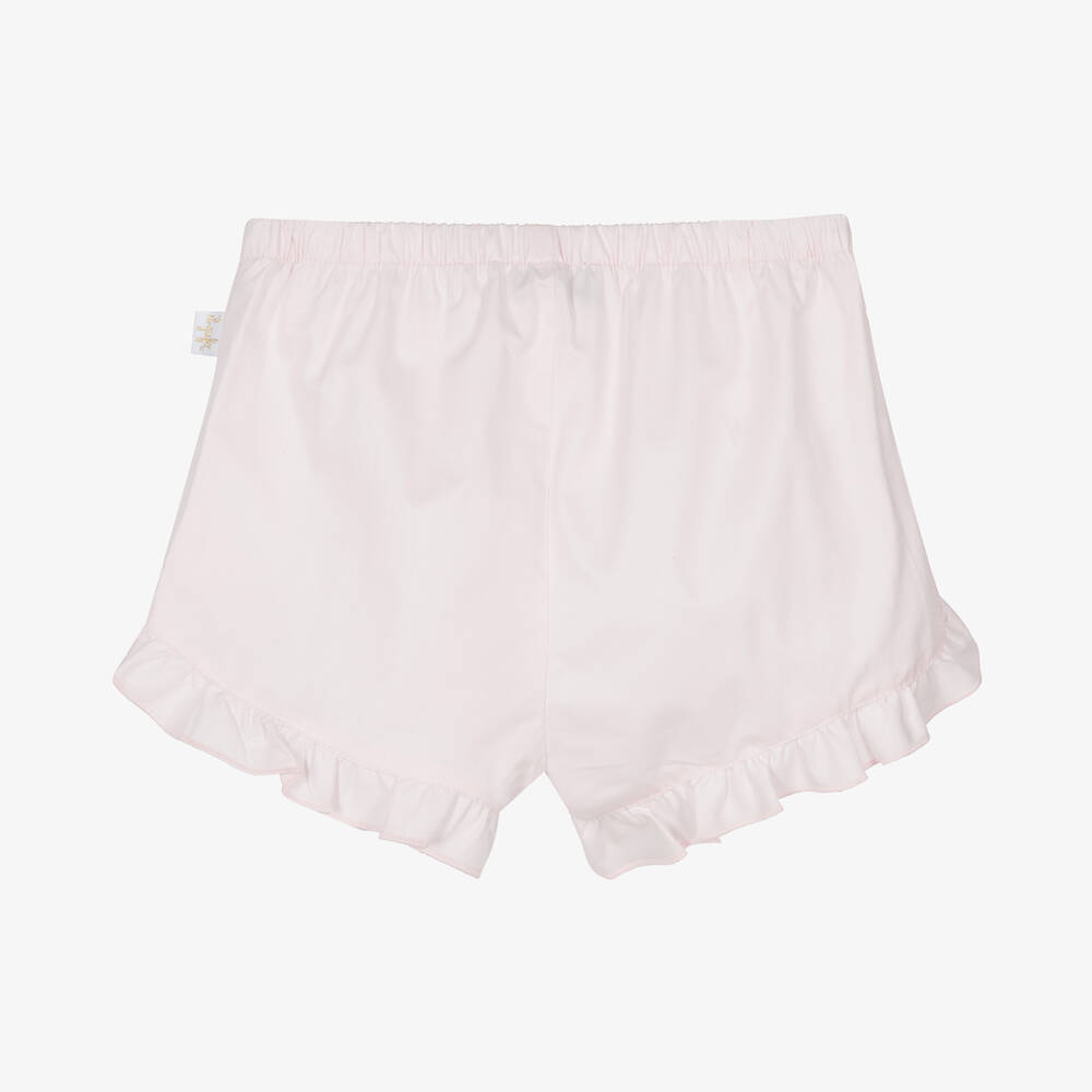 Il Gufo-Girls Pink Cotton Frill Shorts | Childrensalon Outlet