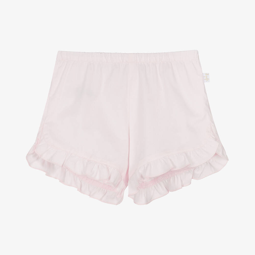 Il Gufo-Girls Pink Cotton Frill Shorts | Childrensalon Outlet