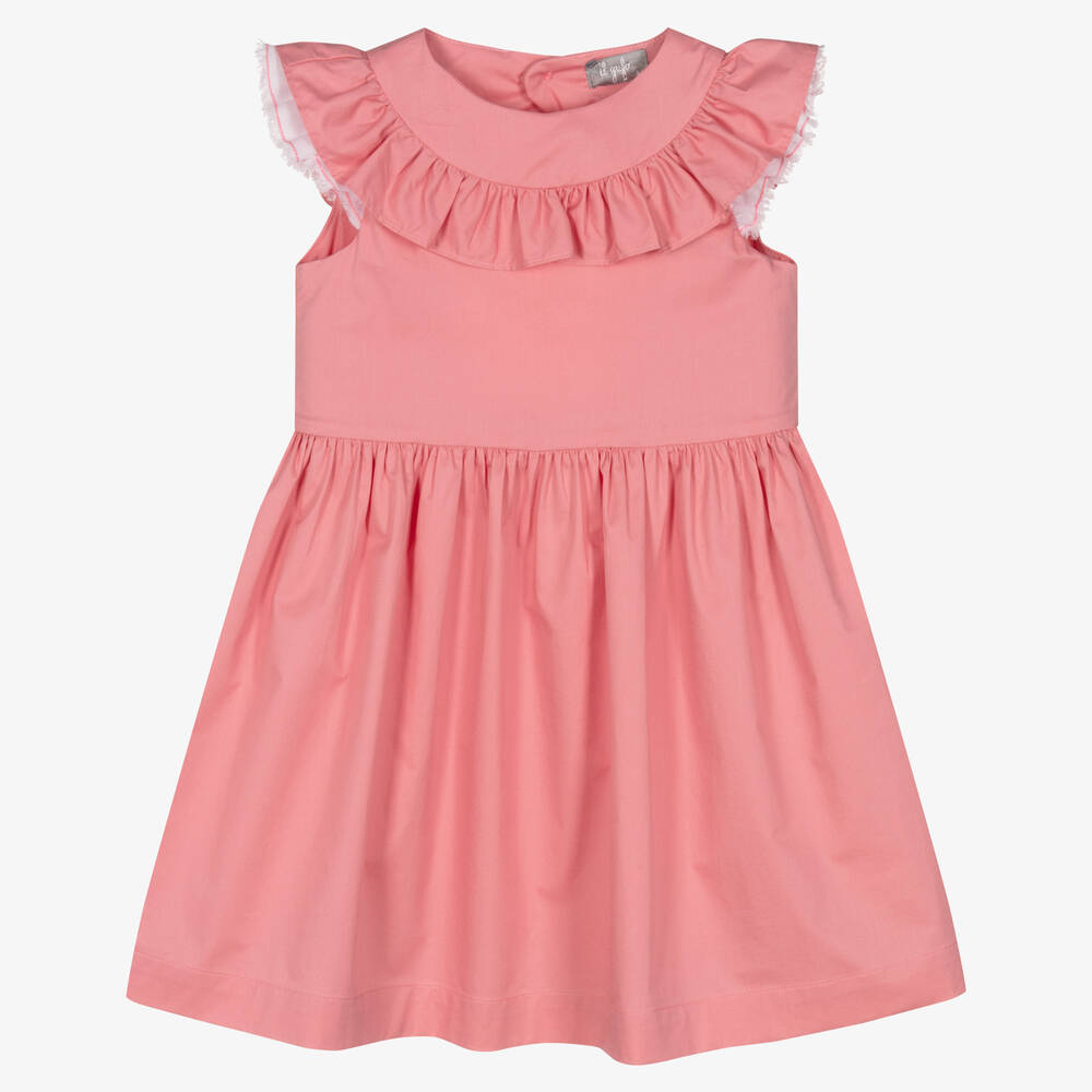 Il Gufo - Robe rose en coton à volants fille | Childrensalon