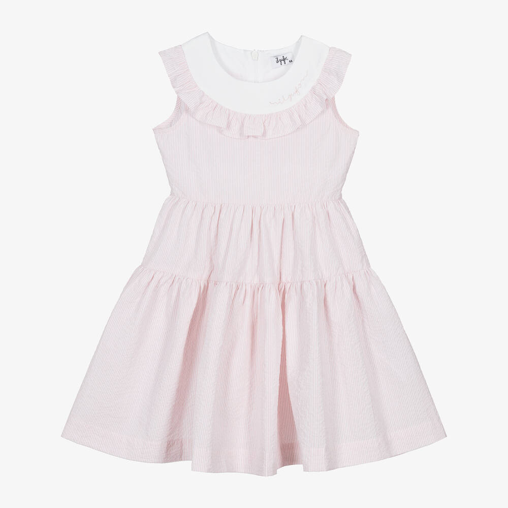 Pink and white seersucker dress store