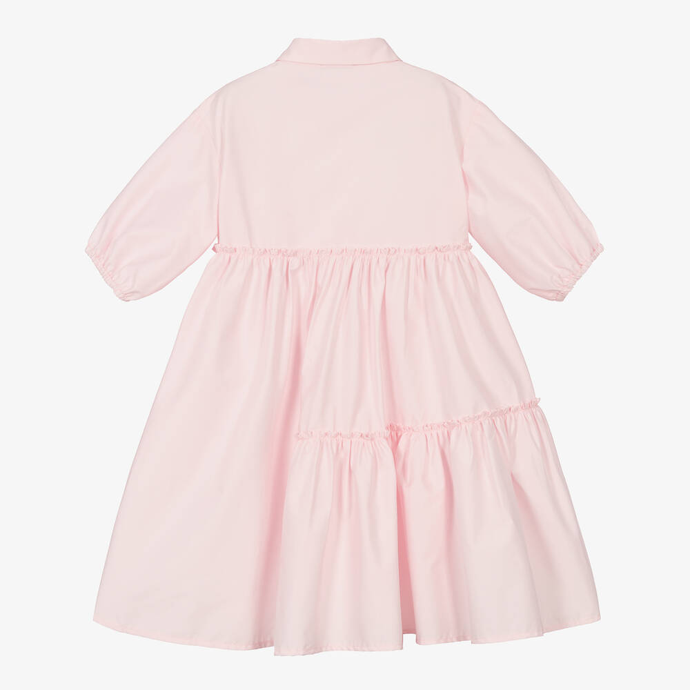 Il Gufo-Розовое хлопковое платье-рубашка | Childrensalon Outlet