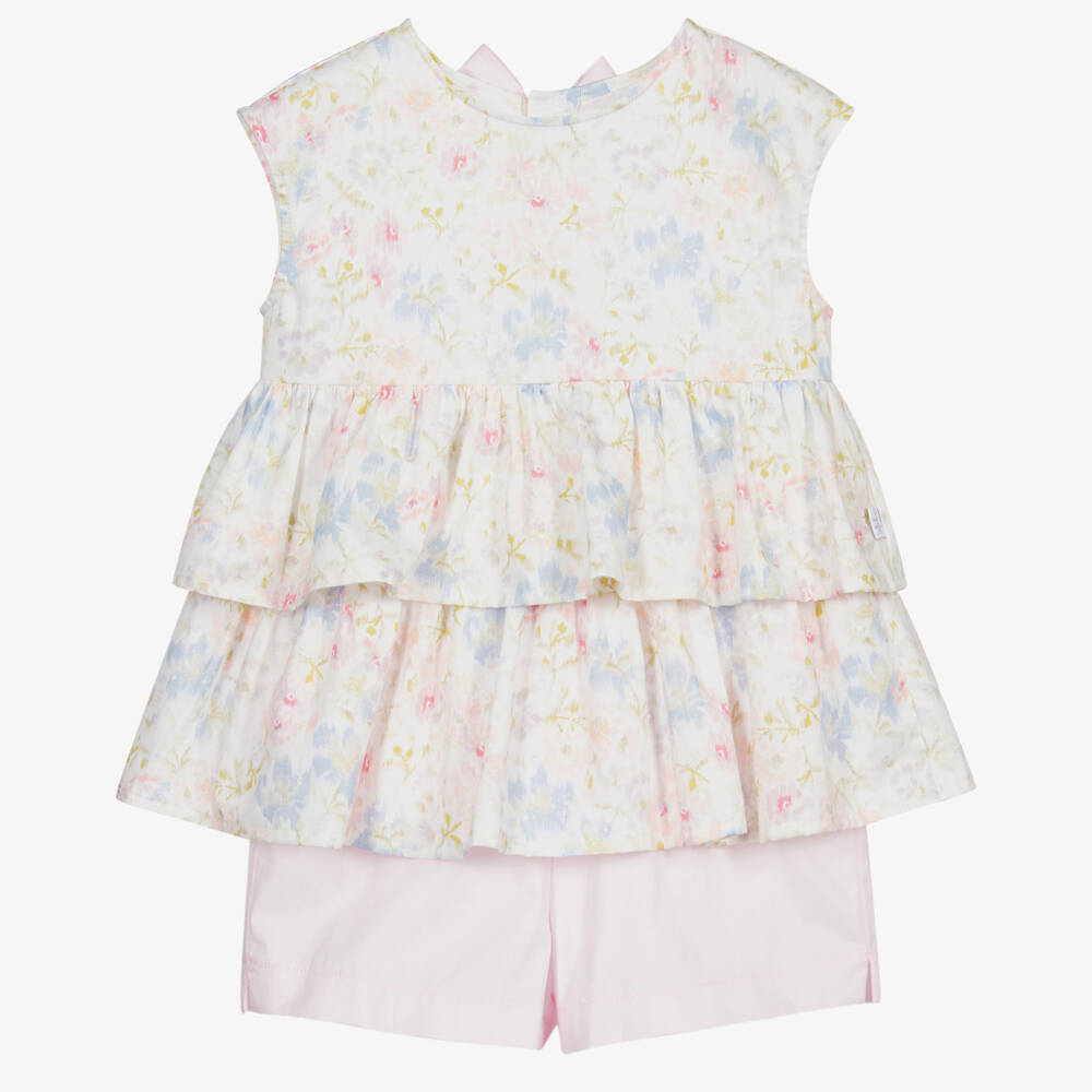 Il Gufo-Комплект из хлопка розового цвета с шортами для девочек | Childrensalon Outlet