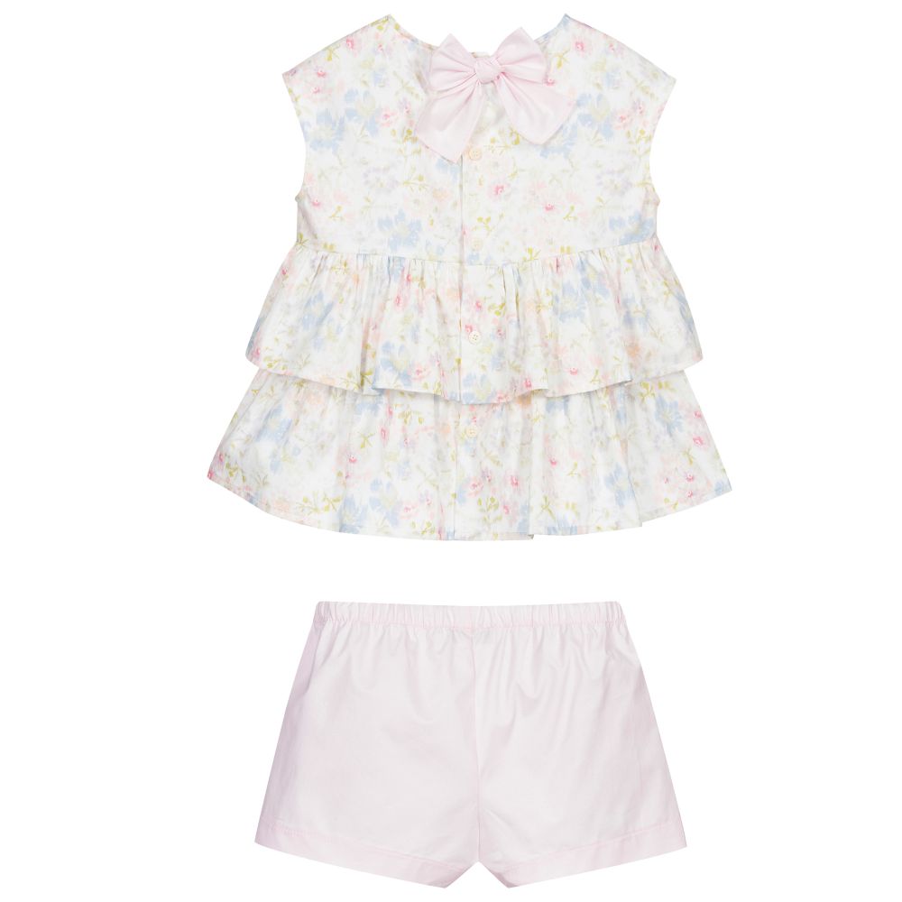 Il Gufo-Girls Pink Cotton Shorts Set | Childrensalon Outlet