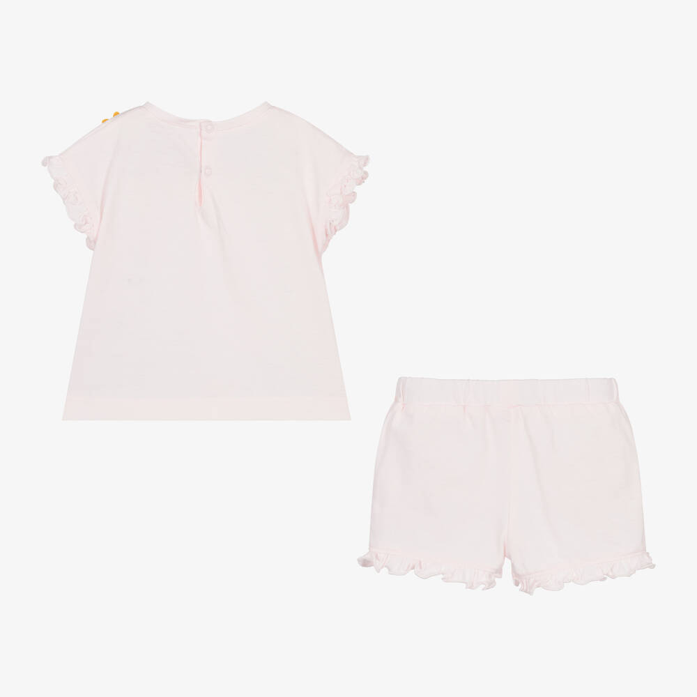 Il Gufo-Girls Pink Cotton Shorts Set | Childrensalon Outlet