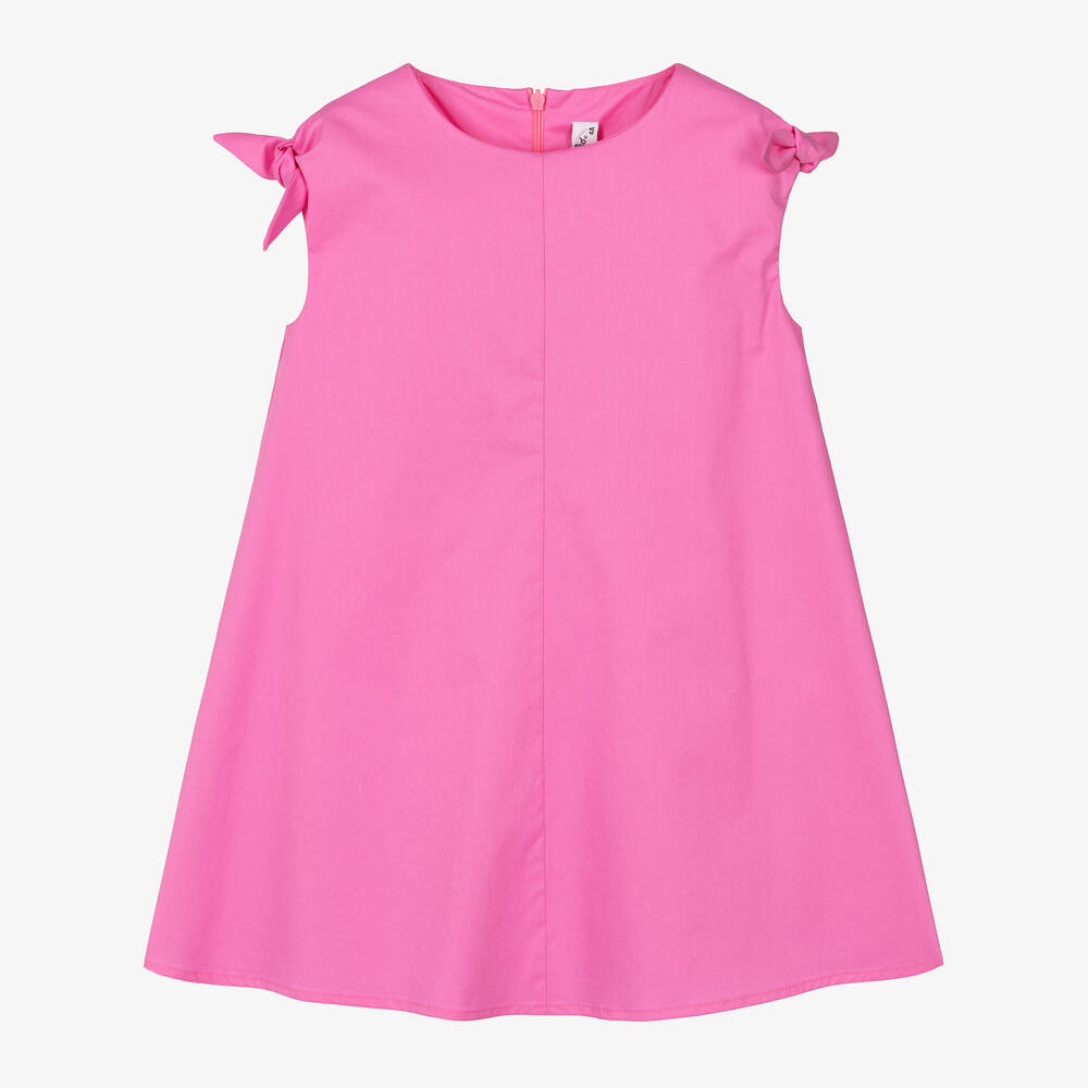 Il Gufo-Girls Pink Cotton Trapeze Dress | Childrensalon Outlet