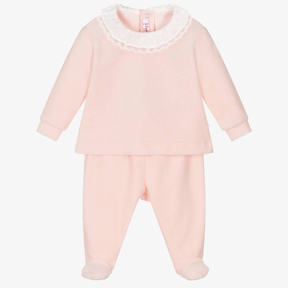 Il Gufo - Rosa Velours-Strampler (2-teilig) | Childrensalon