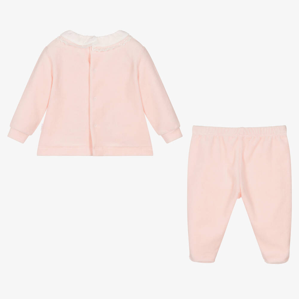 Il Gufo-أفرول بيبي غرو قطن قطيفة لون زهري فاتح - قطعتين | Childrensalon Outlet