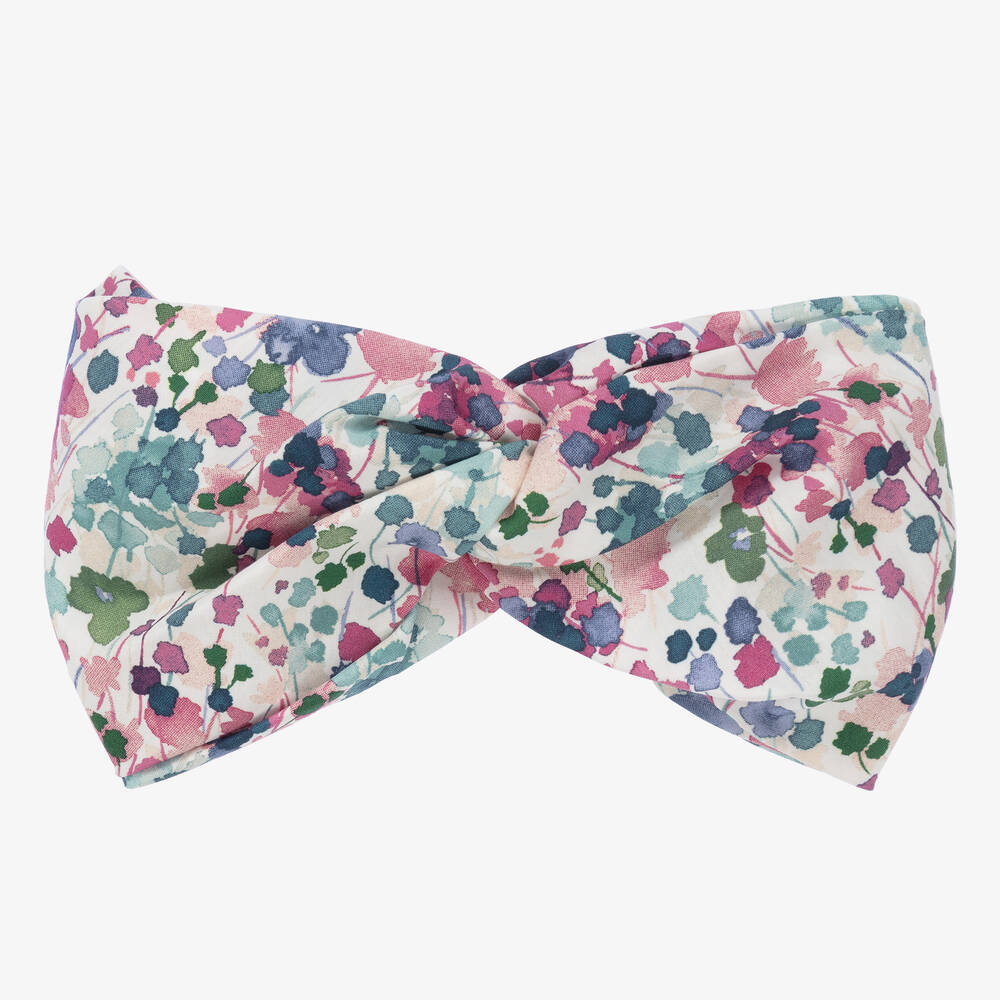 Il Gufo - Girls Pink Floral Cotton Headband | Childrensalon